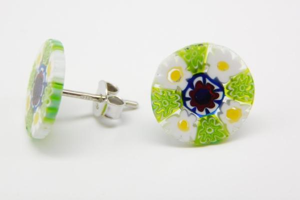 Millefiore Glass (Murrine) green-yellow - Studs